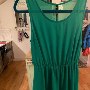 Emerald Green Tiered Sheer Dress